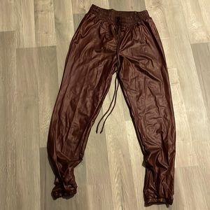 Leather Brown Joggers